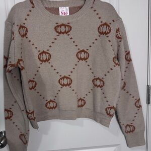 NWT-ME Makeover Essentials Beige & Brown Crew Neck Sweater Fits Best Size Small